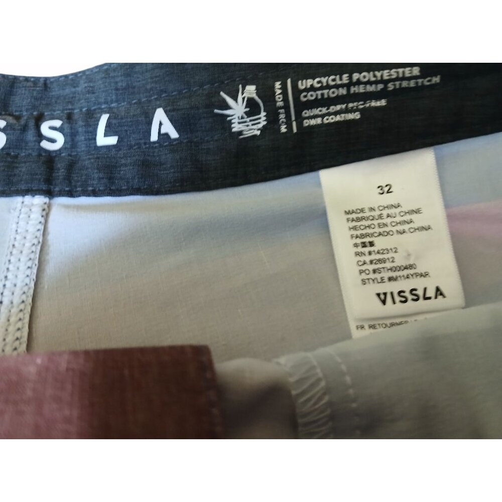 Vissla Mens Upcycled Boardshorts Size 32 Parallels Stripes Poly Hemp Swim Shorts - Picture 13 of 14